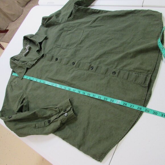Liz Baker Woman Olive Green Linen/Cotton Button Down Top 1X - Picture 11 of 12